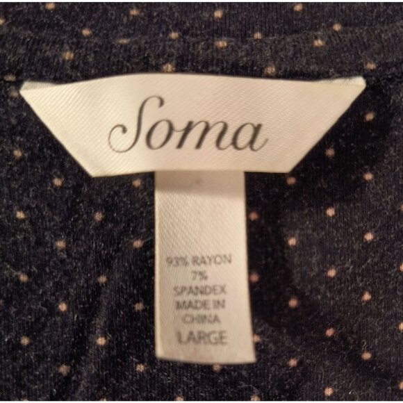 Soma So Soft Polka Dot and Black Floral Sleep Shirt Rayon/Spandex Womens Large - Picture 3 of 4
